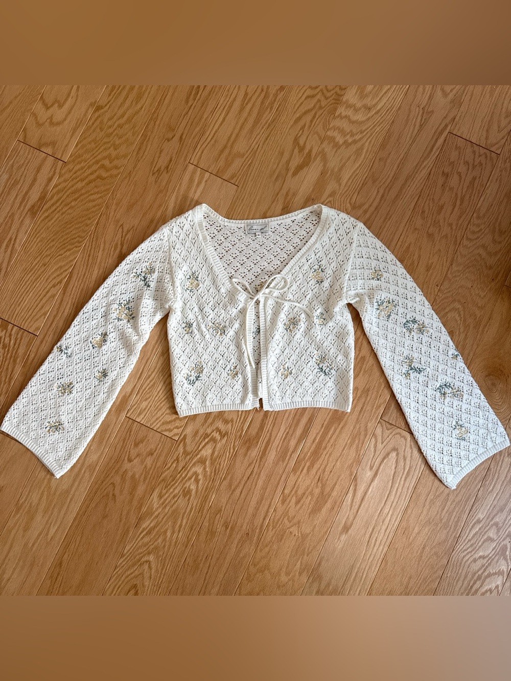 Luna x Sol Floral Open Knit Cardigan - size S